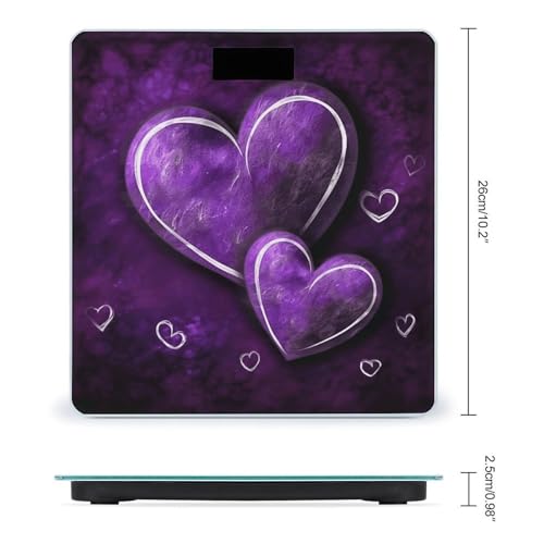 Báscula digital de baño con diseño Purple Hearts miniatura 2