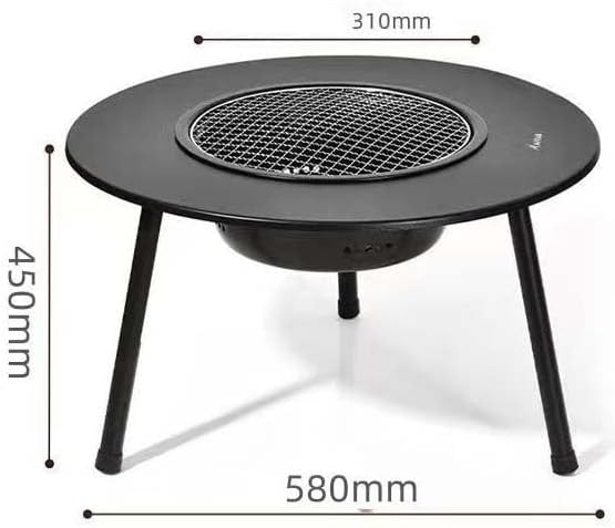Charcoal Table Stove,Fire Pit Table, 58X58x46cm Multi-Function Outdoor Table with Grill Grate & Tray for Backyard, Patio, Camping - Tea Brewing, BBQ, Hot Pot, Warming