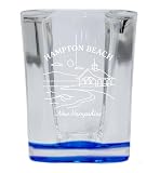 R and R Imports Hampton Beach New Hampshire Minimalistic Design Souvenir 2 oz Engraved Shot Glass Square - Blue Base