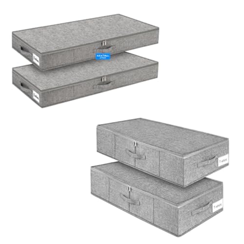 Sacs de rangement sous le lit HMJGDZG à profil bas avec couvercle, lot de 2 bacs vêtements
