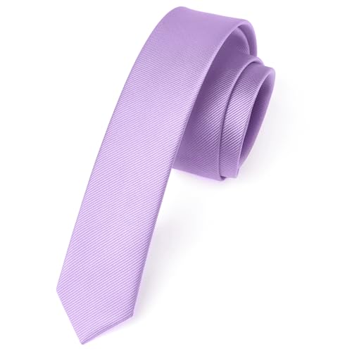 Enlision Cravate Violet Clair Homme Fine 4CM Slim Cravates en Soie de Couleur Unie Mariage Fête Travail avec Boîte