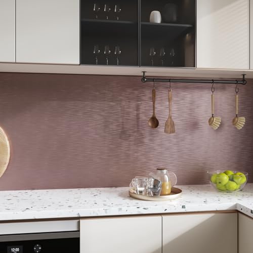 Papel pintado oro rosa efecto acero inoxidable vinilo adhesivo para cocina y muebles 30x200cm 2