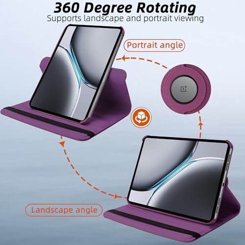 Image of TGK 360 Rotatable Smart Flip Case Cover for OnePlus Pad 2 12.1 inch Tablet (Purple)