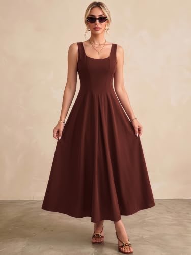 Image of Solid Fit and Flared Round Neck Midi Dress for Women's & Girl's