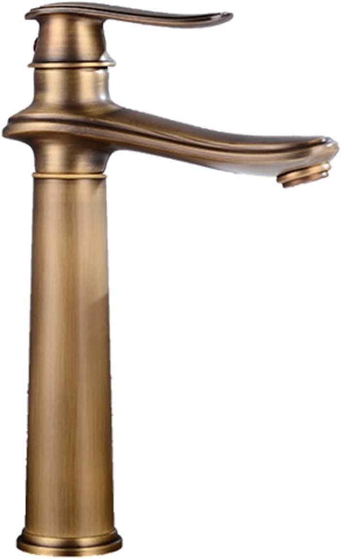 VDOQTLJT Faucet for Bathroom Sink hot and Cold Water Single Handle Antique one Hole Brass faucets Gold Golden B