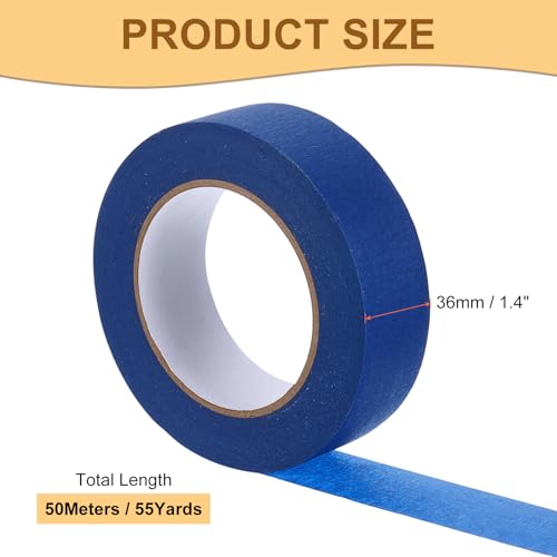 Image of Masking Tape Blue Painters Tape Paper Tape [for Crafts DIY Walls Painting Packing Automotive Home Decoration Teaching]- 1.4 Inch x 55 Yards /1 Roll