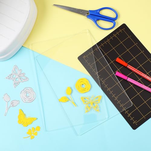 Threehoney 3 Pcs Die Mats Set 6\'\' x 9\" Include Magnetic Shim with Card Size Grids and 2 Pcs Acrylic Cutting Plates for Die Cutting Machines Embossing Crafting Accessories - Thumbnail 7