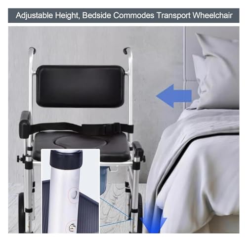 Silla de inodoro con ruedas, asiento acolchonado, silla para ducha plegable de aluminio para adultos mayores miniatura 4