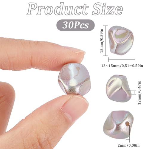 SUNNYCLUE 1 Box About 30Pcs Gray Plastic Beads Bulk Imitation Pearls Bead Big Large Baroque Pearl Loose Pearls Charms for jewellery Making Beads Assortments DIY Crafts Necklace Bracelet Earring Women - Image 2