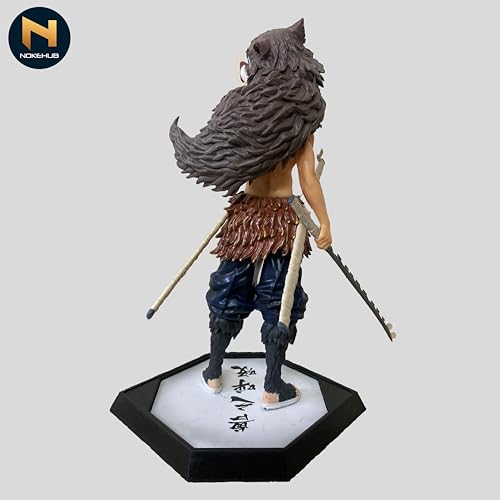 Image of Inosuke Hashibira Action Figure, 30cm Collectible Figurine with Wolf Head Mask and Weapon