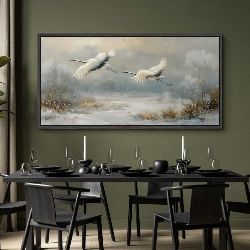 Image of MUDECOR Extra Large Framed Canvas Print Wall Art Crane Art for Living Room