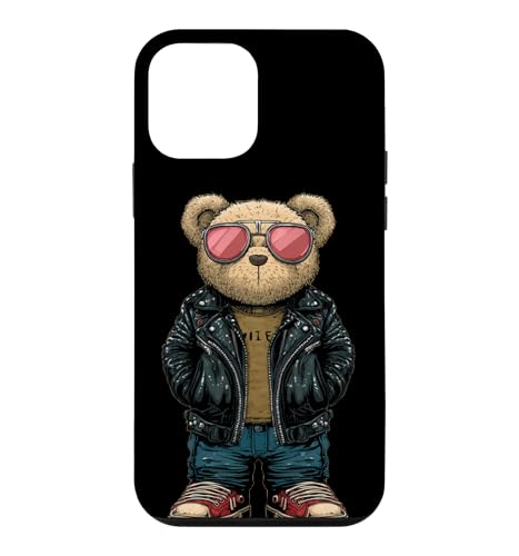 Bad Teddy Bear Look in Black Leather Jacket �R�X�`���[�� �X�}�z�P�[�X iPhone 12 mini �p