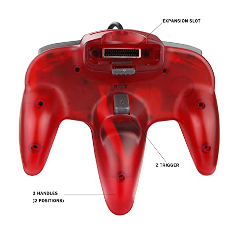 JINHOABF 2 Pack Classic N64 Controller,Wired N64 64-bit Gamepad Joystick for N64 Console (Clear Blue and Clear Red)