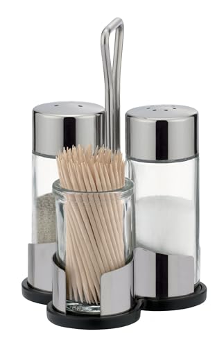 Tescoma 650322 Club Set Sale, Pepe e Stuzzicadenti con Stand, Vetro, Trasparente, 1 Pezzo