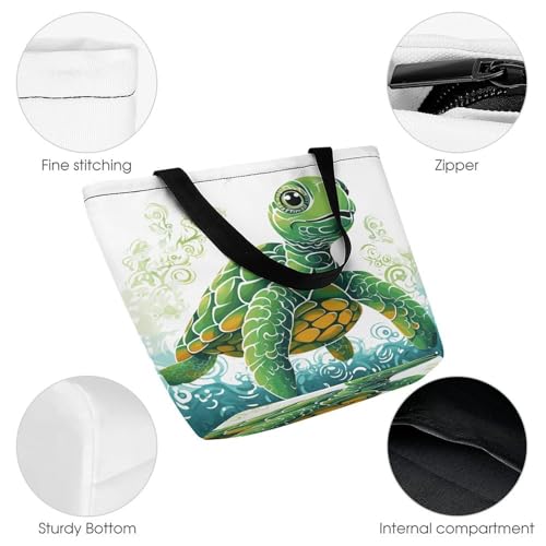 Tote Bag for Women Cartoon Turtle Pattern Printed Large Women Casual Shoulder Bag Reusable Shopping Handbag Grocery Bags for Work Travel3