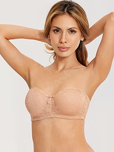 Image of DOBREVA Women's Strapless Lace Bras Unlined See-Through