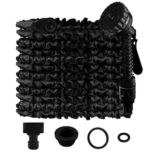 Gsakskdsap Gartenschlauch Flexibel, 50FT/15M Wasserschlauch Dehnbar Flexibler Schlauch Anschluss mit 7 Funktionen Garten Handbraus für Garten Haustier Autowäsche (Schwarz)