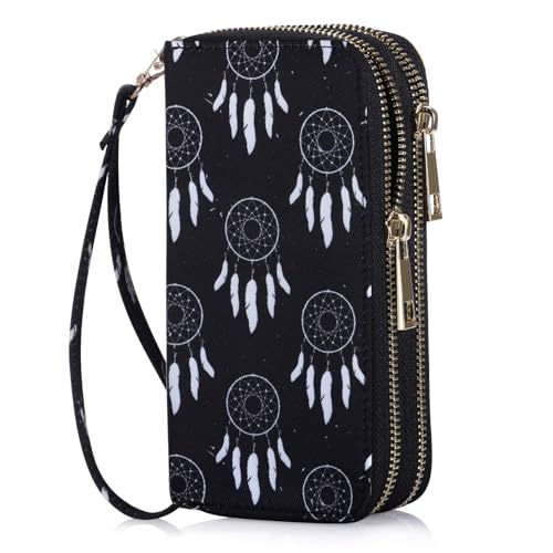Image of Cellphone Wallet for Women Dual Zipper Long Purse with Removable Wristlet