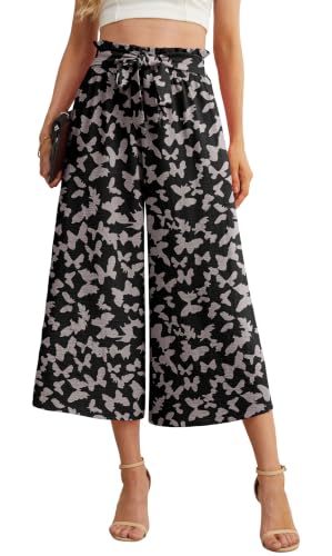 Image of IWOLLENCE Women Flowy Loose Wide Leg Pant Summer Beach Casual Trousers high Waist Adjustable Knot Business Work Casual Pants