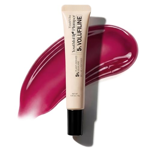 Best Lip Pump Gloss for Women Over 50: Fuller, Younger-Looking Lips Without Fillers 4 YouthVibe 5% Volufiline Lip Serum & Gloss, Hydrating Lip Care with Shea Butter, Collagen, Peptide & PDRN - Fuller-Looking Lips Over Time, No Burning or Tingling, Non-Sticky Essence - Berry Blush