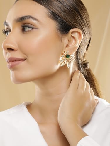 Image of Rubans Stud Earrings American Diamond Trendy Jewellery for Women & Girls