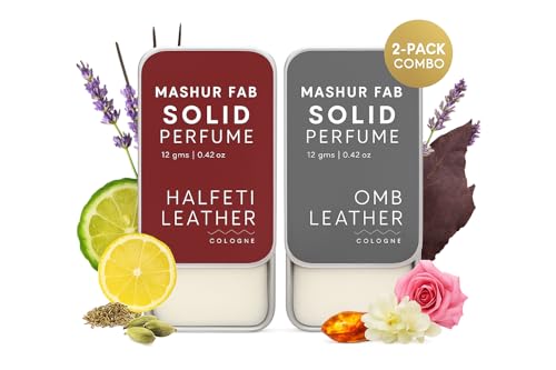 Image of Solid Perfume Combo - Soiree & Antonia | 2-Pack Alcohol-Free Natural Cologne | Long-Lasting Fragrance for Men & Women | Citrus, Floral & Woody Notes | 12g Each (Fennel, Dried leather leaf)
