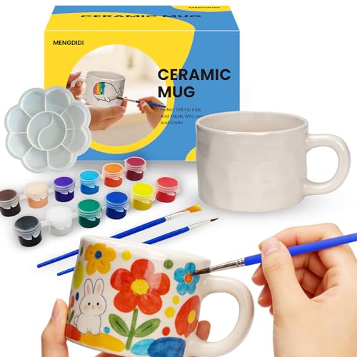Paint Your Own Ceramic Mug Kit, DIY Ceramic Painting Kit for Adults, Custom Coffee Mugs Design Your Own with Paints and Brushes Adults Crafts for Mother's Day Father's Day Date Night Gifts