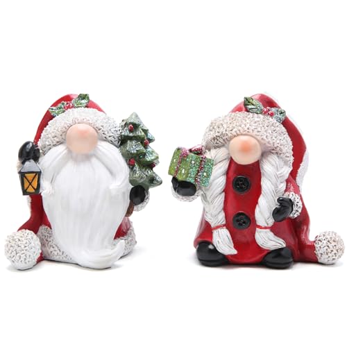 Hodao 2 PCS Xmas Hat Gnomes Figurines - Scandinavian Tomte Elf Christmas Decor Gift