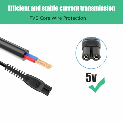 5V USB Charger Cord Compatible with Philips Norelco OneBlade QP2724/90 QP2834 X5006 MG5910 QP6531 MG7910 PQ888 PQ889 MG9510 MG9520 Trimmer, Charging Cable for One Blade Shaver Series 2400, 2600, 3600