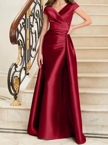 Off-Shoulder Mother of The Bride Dresses A-Line Pleated Evening Dresses Satin Prom Dresses2