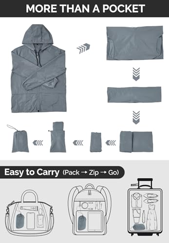Zando Packable Mens Rain Jacket Lightweight Raincoat Waterproof with Hood Outdoor Windbreaker Jacket Travel Rain Jackets3