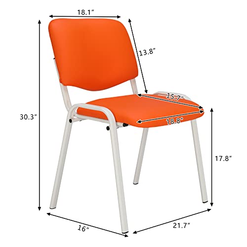 Image of VINGLI Orange 10-Pack PU Stackable Chairs Set for Waiting Room, Church, Conference, Office Guest & Reception, Meeting, Lobby - Simple & Space-Saving