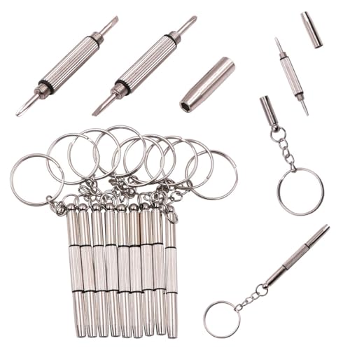 TorSor 12 Pack Eyeglass Screwdriver Keychain Mini 3in1 Flat Phillips