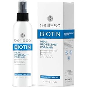 Biotin Heat Protection Hair Spray with Moroccan Argan Oil – Thermal Resistant Styling Products for Women – Frizzy, Black and Curly Hair – Anti Frizz, Leave In Conditioner – Flat Iron and Blow Dry