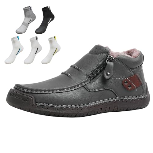 Bottes de conduite à enfiler avec fermeture éclair latérale antidérapante en cuir