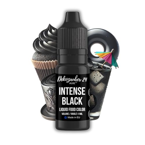 Dekozauber24 Black food colouring - 11 ml highly concentrated and food-safe liquid food colouring for cakes drinks fondant & more - vegan taste neutral and sugar free
