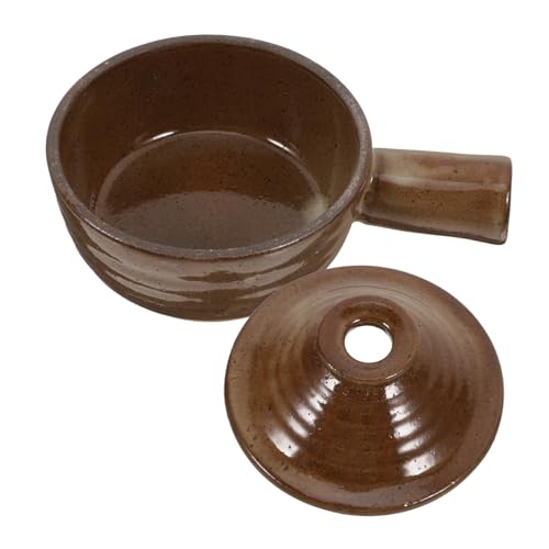 DEARMAMY Cazuela de Barro para Cocina con Tapa Resistente Altas Temperaturas Olla Pequeña para Microondas y Horno Utensilio de Cocina Antiadherente para Estofados y Sopas Fácil de Limpiar