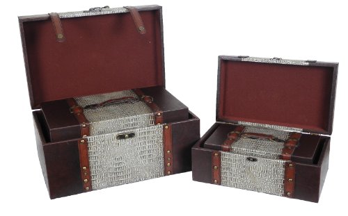 Vintiquewise(TM) "Reserved" Leather Trunk/Designer Treasure Chest