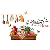 Selbstklebende Küchendekoration, Kochgeschirr, grüne Blumentöpfe, moderne Wanddekoration, Schmetterlings-Wandaufkleber für Heimdekoration, Wandaufkleber & Wandbilder