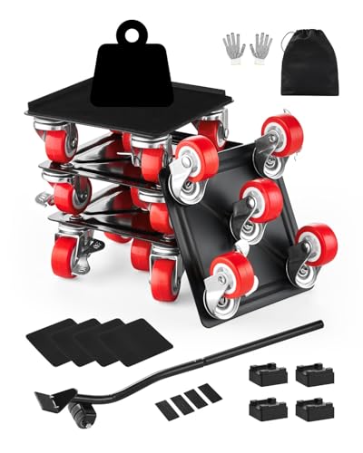 Happybuy Furniture Dolly, Maximum Load 1200 lbs, Heavy Duty Furniture Movers with 5 360° Rotation Wheels, Carbon Steel Panel, Furniture Lift Slider Tool Set for Appliances