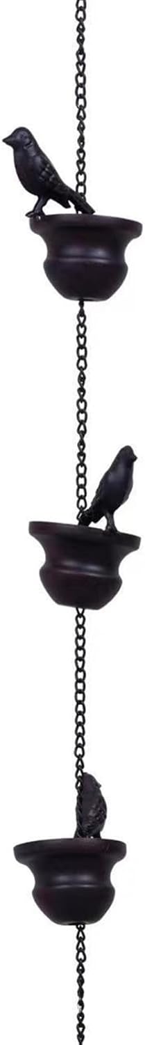 Iron Rain Chains, Decorative Gutter Chain Rain Guide Chain Eaves Drainage Rain Chain Functional for Gutter Downspouts,