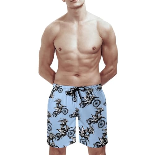 Dirt Bike Motocross USA Flag Men's Swim Trunks Quick Dry Beach Shorts Board Shorts Bathing Suits with Pockets2