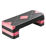 VEVOR Aerobic Exercise Step Platform, 28-Inch Workout Aerobic Stepper, Height Adjustable Fitness Training Step Deck Trainer with 4 Risers, Non-Slip Surface Bench for Home Gym Cardio Strength