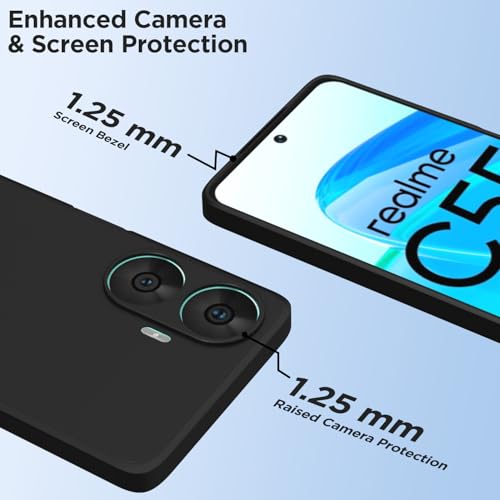 Image of Outlouders Back Cover for Realme Narzo N55 / Realme C55 | Camera Protection | Durable Soft Matte Silicone Bumper Case (Black)