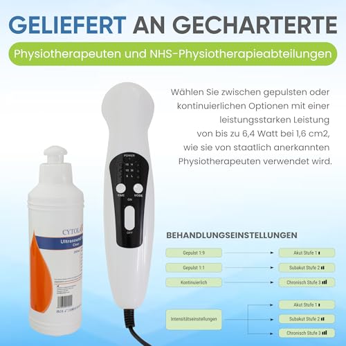 Med-Fit Pro Duo-Sonic Physiotherapiegerät mit gepulster und kontinuierlicher Leistung zur Linderung von Muskelschmerzen bei akuten und chronischen Erkrankungen. Ideal für alle Gelenkschmerzen.