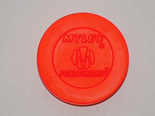 Mylec Hockey Pucks For Indoor & Outdoor Hockey, Training Pucks For Street Hockey, Durable & Lightweight Solid Plastic Pucks, No Friction Ice Hockey Pucks, One-Size, (Orange, Pack Of 6) #TOP1