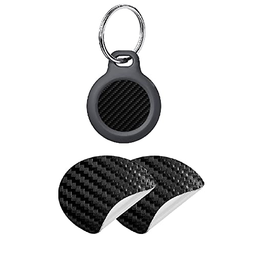 Lot de 5 paires de films de protection en fibre de carbone pour AirTag 2021, traceur Bluetooth localisateur en fibre de carbone pour AirTags Transparent Cover