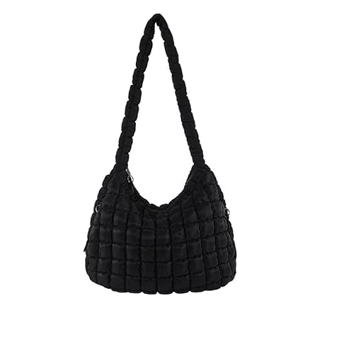 Quilted pufferfish handbag wallet fluffy crossbody shoulder bag, lightweight nylon