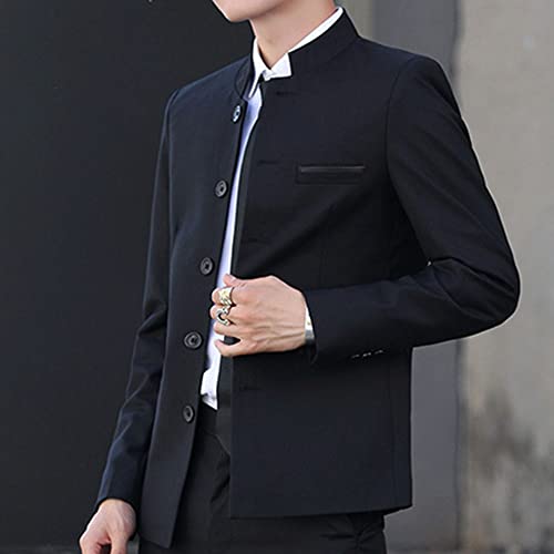 Men Casual Suit Blazer Jackets Stand Collar Business Sport Coats Jacket Slim Fit Button Solid Chinese Tunic Suits Prom2