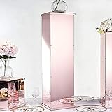 Efavormart 40' Floor Standing Mirror Finish Acrylic Pedestal Risers - Display Boxes with Interchangeable Lid and Base - Rose Gold Blush Perfect for Centerpiece Display in Weddings, Parties,